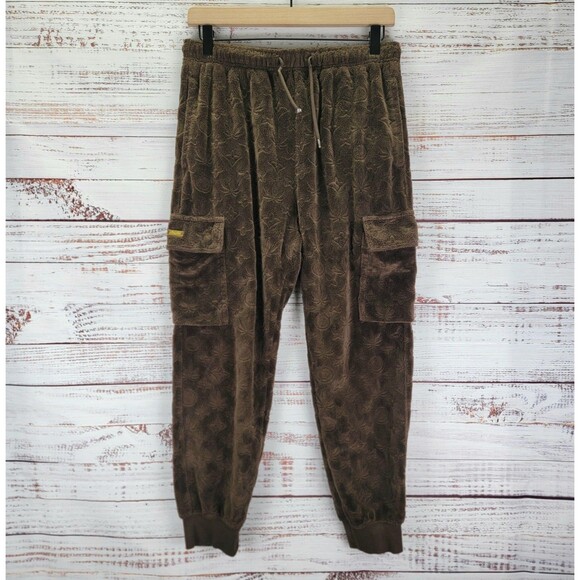 Maison Article Embossed Velour Cargo Pants Men's S Brown Hip Hop Streetwear - Picture 1 of 11